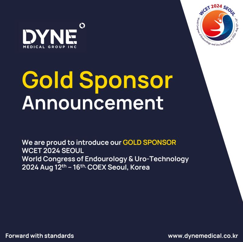 We are thrilled to announce that DYNE Medical Group will be a Gold Sponsor at the 2024 World Congress of Endourology and Uro-Technology (WCET) in Seoul, Korea!

#WCET2024 #DyneMedical #fURS #Flexibleureteroscope #kidneystone #lithotripsy