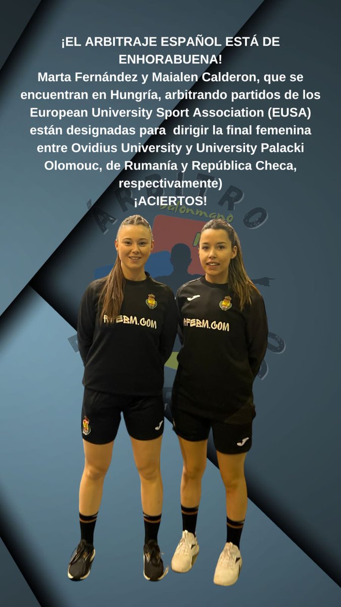 ¡FINAL, FINAL!
   Marta Fernández y Maialen Calderón, dirigirán hoy la final femenina del europeo universitario, que se está celebrando en Hungría
¡Aciertos!