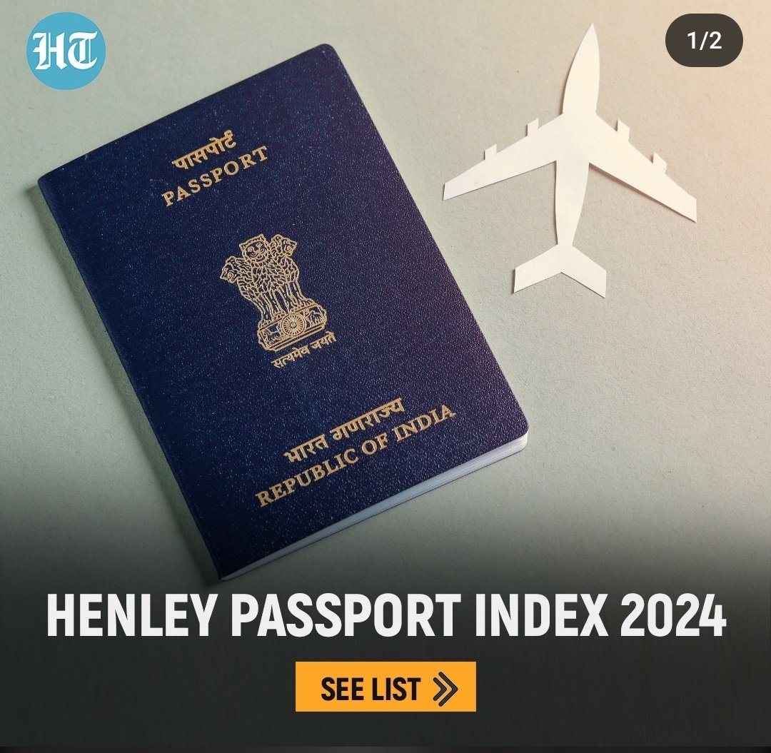 bhavanimahar's tweet photo. 📢With #Indian citizens enjoying visa-free entry to 58 foreign destinations, the Henley #Passport Index 2024 has ranked the country's passport at the 82nd position.
Swipe to find out which country has the most powerful passport!
#IndiaNews #WorldNews #Visa #Travel #InstaWithHT https://t.co/hjQUfIbAx3