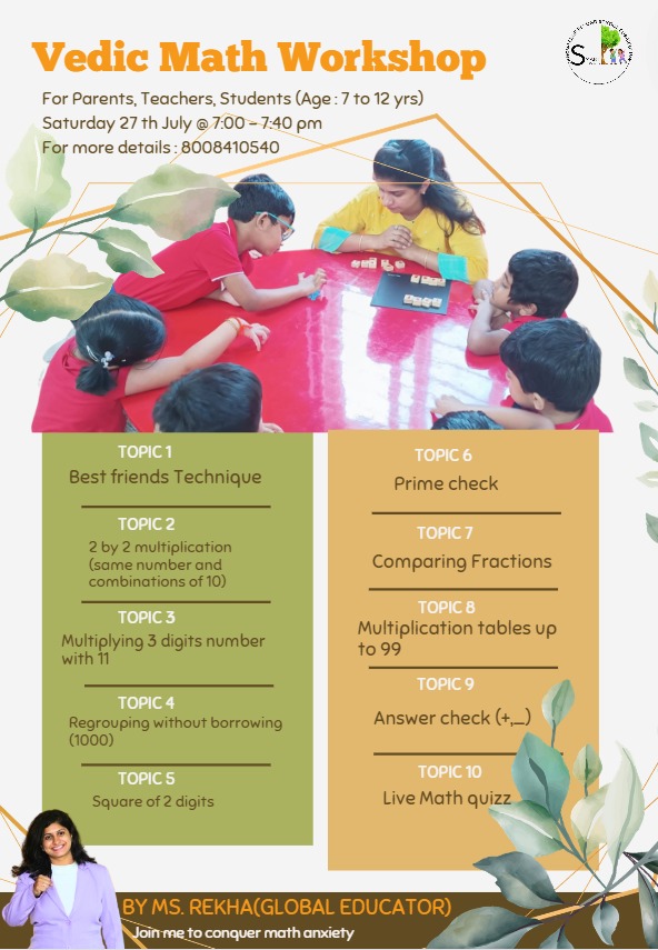 SmartSprouts8's tweet image. Vedic Math Workshop

For Parents, Teachers, Students (Age : 7 to 12 Yrs)
Saturday 27th July @ 7pm

For More Details👇
📞8008410540
Join Our Free WhatsApp Group👇
chat.whatsapp.com/KCT2etEAvgN1rK…