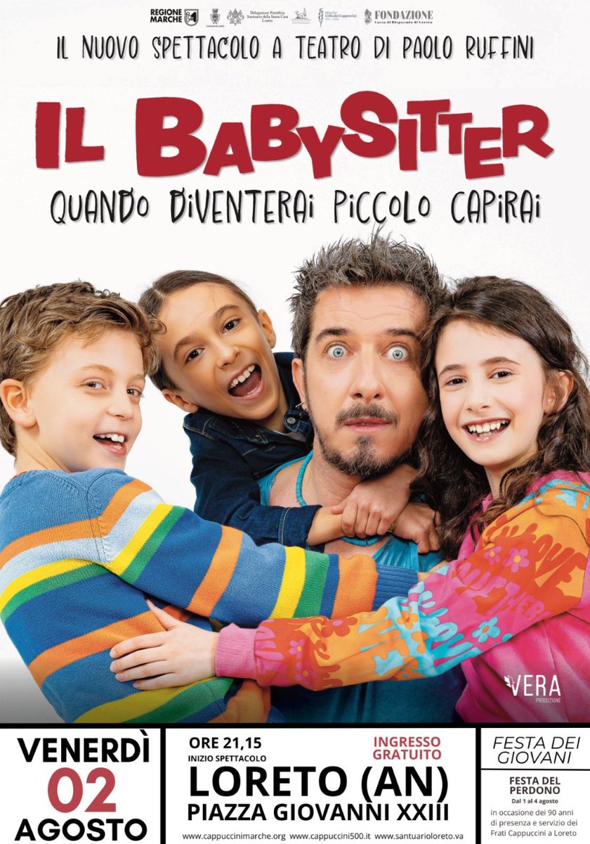 "Il Baby Sitter" di e con #PaoloRuffini 🤣
#Loreto, 2 agosto 2024, ore 21.15
Ingresso gratuito! 
<a href="/_PaoloRuffini/">_PaoloRuffini</a> #arte #Teatro #cabaret
