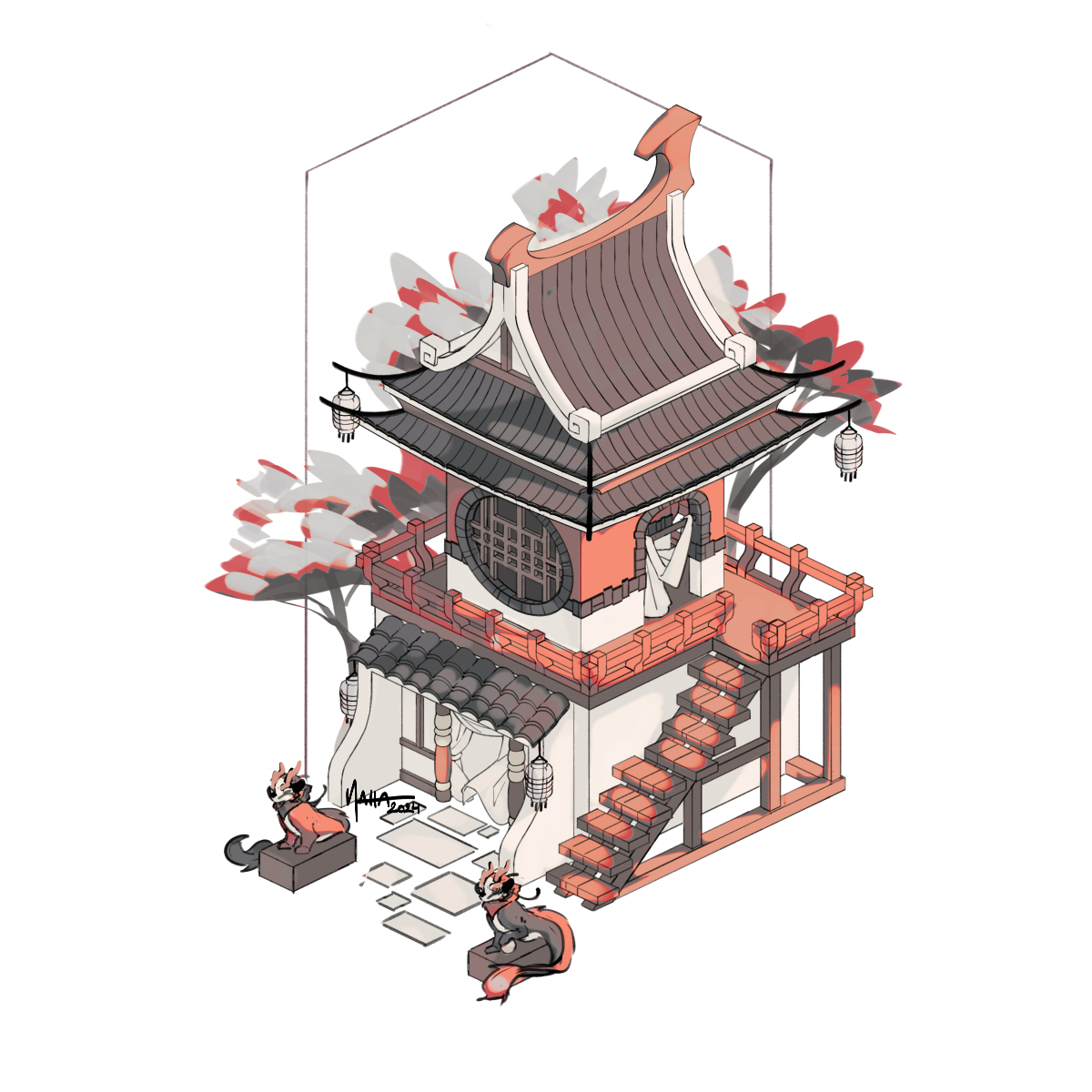 naha_woe's tweet photo. Je progresse doucement mais sûrement en isométrie !
Je deviens de plus en plus à l'aise avec le process et je commence à prendre mes marques sur le design des bâtiments. C'est loin d'être parfait ou incroyable, mais je vois une progression et c'est hyper motivant ! https://t.co/iFJwA9utQE