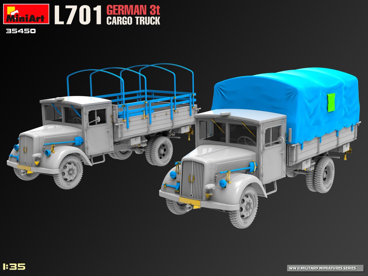 MiniArt_Models's tweet photo. New #MiniArt Kit Coming Soon:
35450 L701 GERMAN 3T CARGO TRUCK
https://t.co/XboXgpDMah
Plastic Model Kit 1:35 Scale https://t.co/LzDPq3BgYa