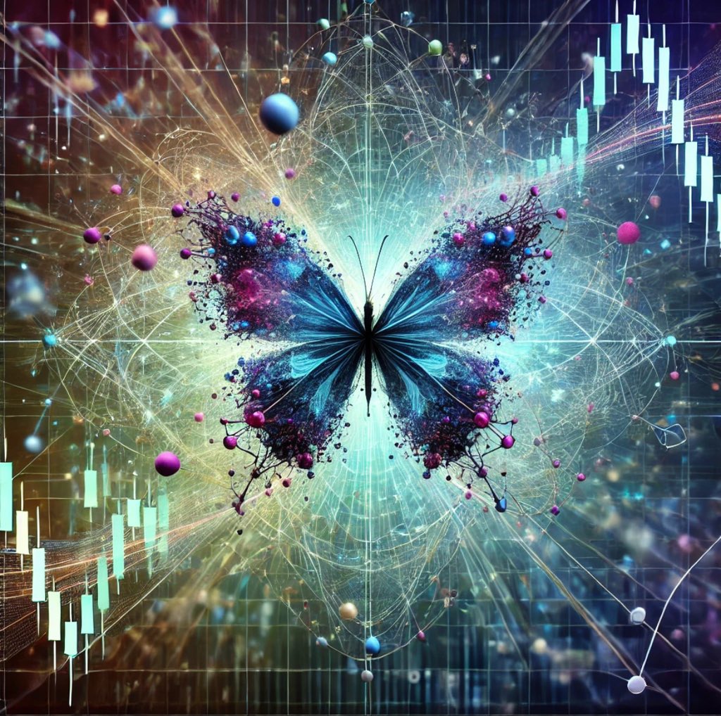 #加密货币 #BTC #ETH #USDT 
混沌理论是研究非线性动力系统中不可预测行为的一门学科，强调即使在确定性的系统中，微小的初始条件变化也能导致极大的不同结果。这种现象被称为“蝴蝶效应”。