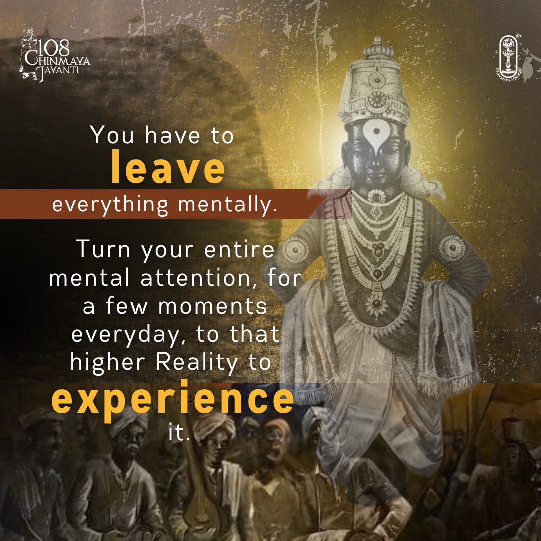 Chinmayananda's tweet photo. How can I give up attachment?
#chinmayamission #swamichinmayananda #attachment #attachments #detachment #familyrelationships #spirituallife #spiritualwisdom #spiritualliving #householder #familygoal #relationshipgoal #relationshipadvise #coupleadvice #familyisforever #letgo https://t.co/FnZLavRz1I