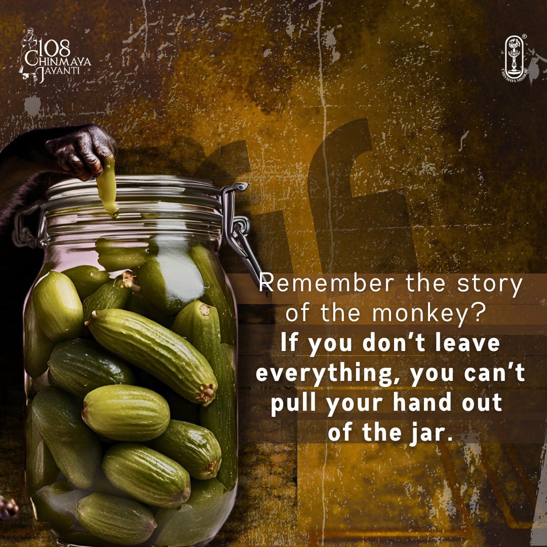 Chinmayananda's tweet photo. How can I give up attachment?
#chinmayamission #swamichinmayananda #attachment #attachments #detachment #familyrelationships #spirituallife #spiritualwisdom #spiritualliving #householder #familygoal #relationshipgoal #relationshipadvise #coupleadvice #familyisforever #letgo https://t.co/FnZLavRz1I