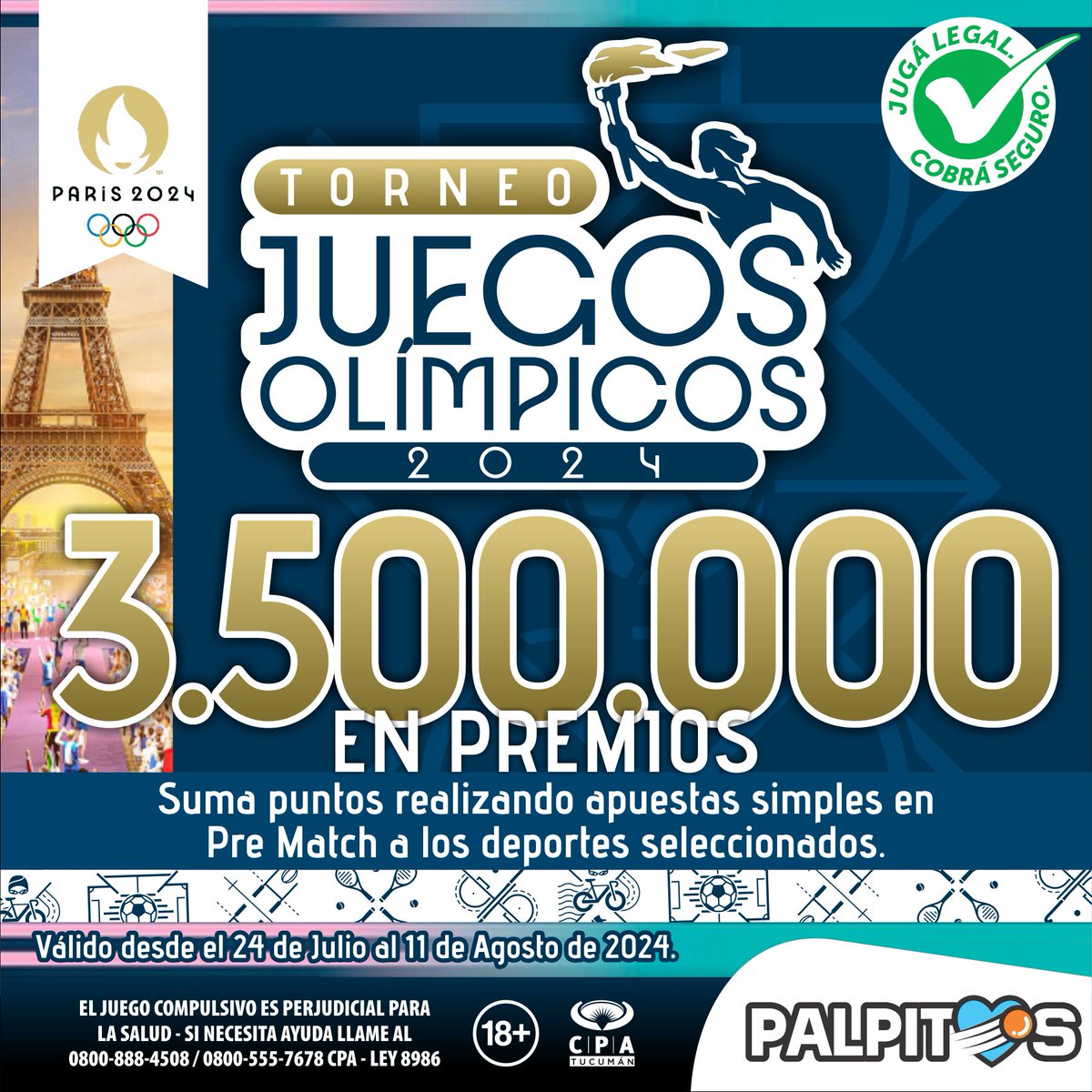 Palpitosok's tweet photo. 🥇 ¡Arrancó el #TorneoJuegosOlímpicos2024! ¡Hay 3.500.000 en premios! Palpitá, sumá puntos y participá por grandes premios. ⚖️ Bases y condiciones ➡️ https://t.co/6FoQ1VeRtz https://t.co/Y0e4VmRw8X