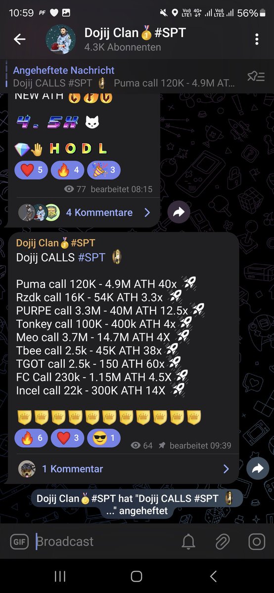 dojij_x's tweet photo. Dojij CALLS #SPT 😊
Channel: https://t.co/nZRuxCdQHW

Puma call 120K - 4.9M ATH 40x 🚀
Rzdk call 16K - 54K ATH 3.3x 🚀
PURPE call 3.3M - 40M ATH 12.5x🚀
Tonkey call 100K - 400k ATH 4x🚀
Meo call 3.7M - 14.7M ATH 4X 🚀
Tbee call 2.5k - 45K ATH 38x🚀
TGOT call 2.5k - 150 ATH 60x🚀
FC Call 230k - 1.15M ATH 4.5X🚀
Incel call 22k - 300K ATH 14X 🚀

🤩🤩🤩🤩🤩🤩🤩🤩🤩🤩🤩