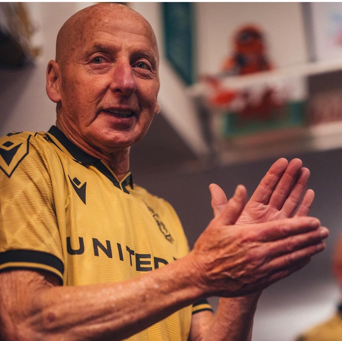 WrexhamAFCAsia's tweet photo. Loving the new gold 3rd kit. I had the original as a lad with Bennett 7 on the back! 
#WxmAFC @therealMickeyT https://t.co/Tre9GlX5ie