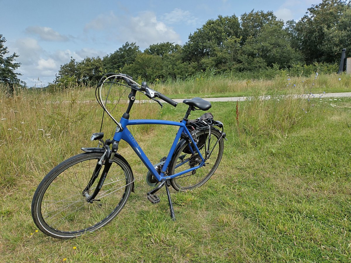texelverslaafde's tweet image. Het ouwe beestje fietst nog goed #Gazelle #Vento T24 hybride (NIET elektrisch) met zo'n 25 duizend km op de #teller en nog steeds de 1ste #Continental #banden #fietsen op #Texel