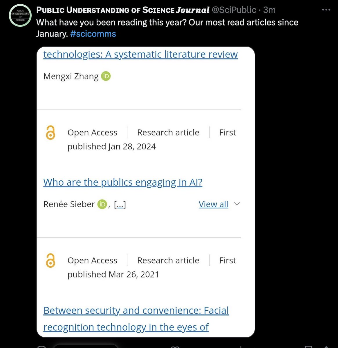 usersuspendedaccount (@melaniesmallman) on Twitter photo Wow - congratulations to my (already submitted) PhD student <a href="/MengxiZhang_/">Mengxi Zhang</a> <a href="/stsucl/">UCL Science and Technology Studies</a> for being on the most read list for <a href="/SciPublic/">Pᴜʙʟɪᴄ Uɴᴅᴇʀsᴛᴀɴᴅɪɴɢ ᴏғ Sᴄɪᴇɴᴄᴇ 𝑱𝒐𝒖𝒓𝒏𝒂𝒍</a> ! Wow - congratulations to my (already submitted) PhD student <a href="/MengxiZhang_/">Mengxi Zhang</a> <a href="/stsucl/">UCL Science and Technology Studies</a> for being on the most read list for <a href="/SciPublic/">Pᴜʙʟɪᴄ Uɴᴅᴇʀsᴛᴀɴᴅɪɴɢ ᴏғ Sᴄɪᴇɴᴄᴇ 𝑱𝒐𝒖𝒓𝒏𝒂𝒍</a> !