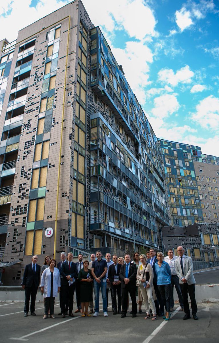 DKAMBinUkraine's tweet photo. The #NB8 expert delegation visited the Okhmatdyt childrens’ hospital that was hit by Russian missiles to see with their own eyes the consequenses of aggression in the heart of a European capital. @lykkefriis @MalmstromEU @StefanishynaO @MFA_Ukraine @DanishMFA @Kabmin_UA_e https://t.co/nRxM5mijFU