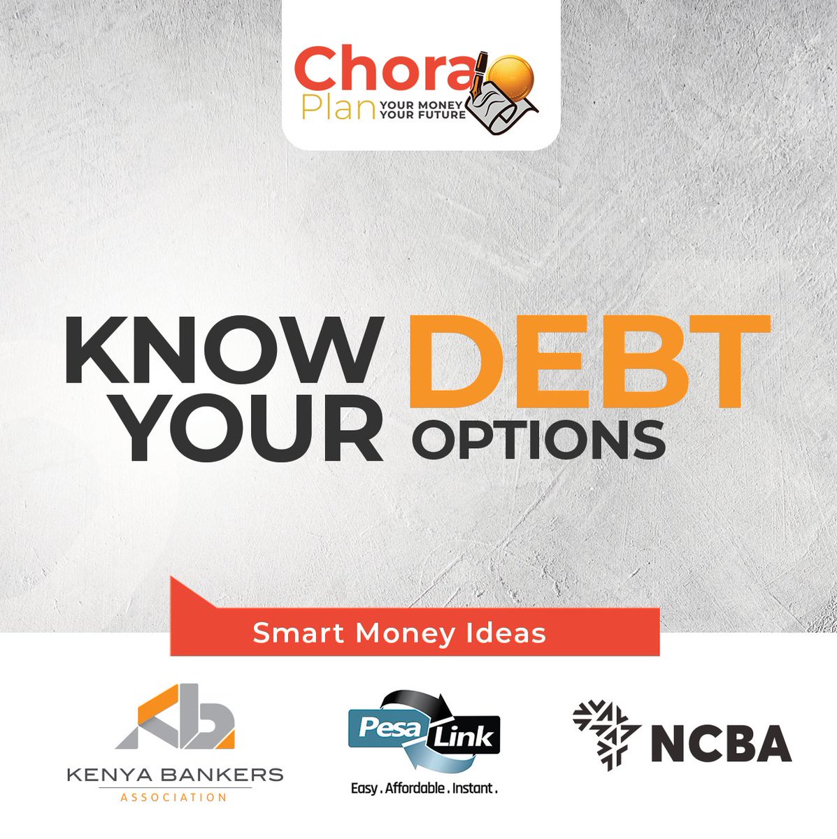 NCBABankKenya's tweet photo. Knowing your debt options is crucial to address your specific financial needs. NCBA's car loans, personal loans, mortgages, and business financing can meet your needs. Explore the full suite of NCBA products at https://t.co/mygLl0P1VN
#NCBATwendeMbele #GoForIt #ChoraPlan https://t.co/goCfsQrmDk