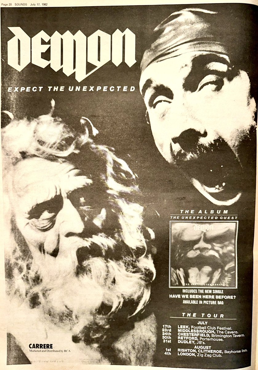 ZoundsAbound's tweet photo. More big ads for ‘The Unexpected Guest’, the new LP by #Demon, for the new LPs by label mates #Eloy #SplitBeaver & #BitchesSin, for ‘Screaming For Vengeance’, the new LP by @judaspriest & for ‘Good Trouble’, the new LP by @kcreospeedwagon
Sounds Jul 17th 1982 https://t.co/90LQhL3PWx