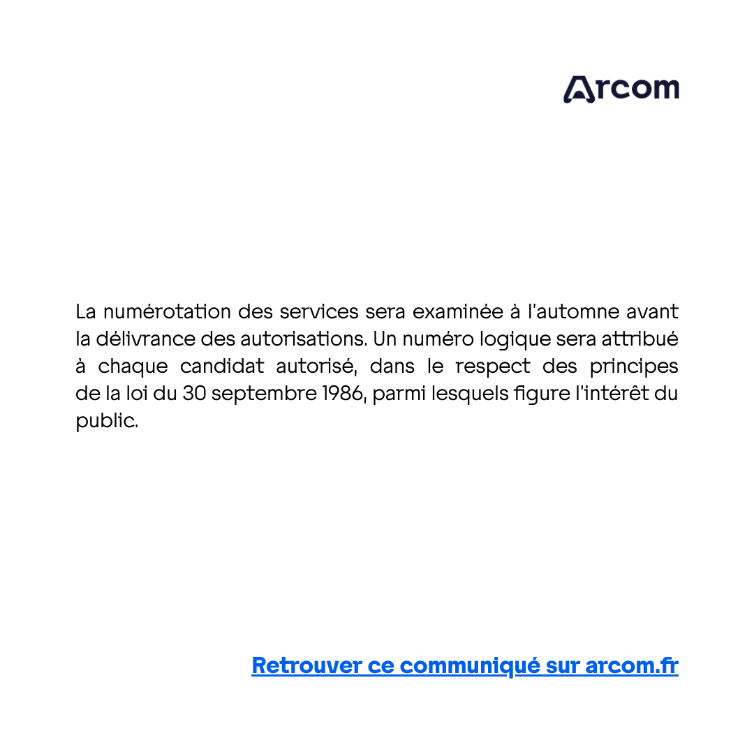 Arcom_fr's tweet photo. 🔈 Appel aux candidatures pour 15 services de la TNT : présélection des candidats 🔽

Le communiqué de presse : https://t.co/26LxCeIJK0