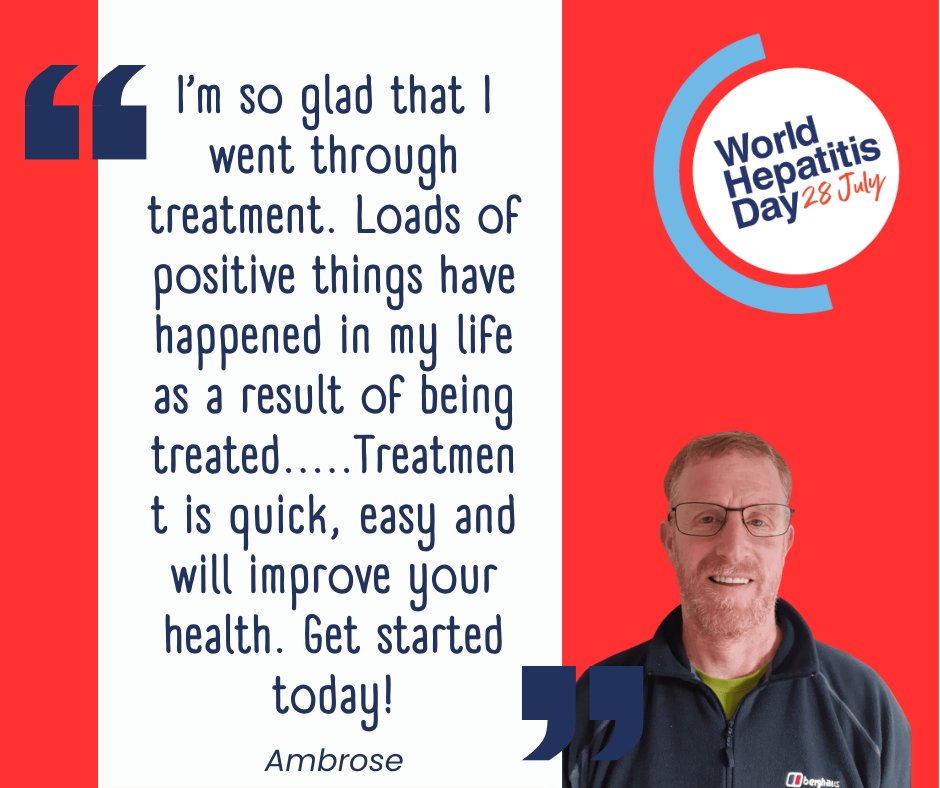 This World Hepatitis Day we’re sharing the experiences of people who have had hepatitis C treatment. You can read Ambrose’s story here 👉orlo.uk/Gpi8b <a href="/HepatitisCTrust/">The Hepatitis C Trust</a> 

#WorldHepatitisDay #HepCULater