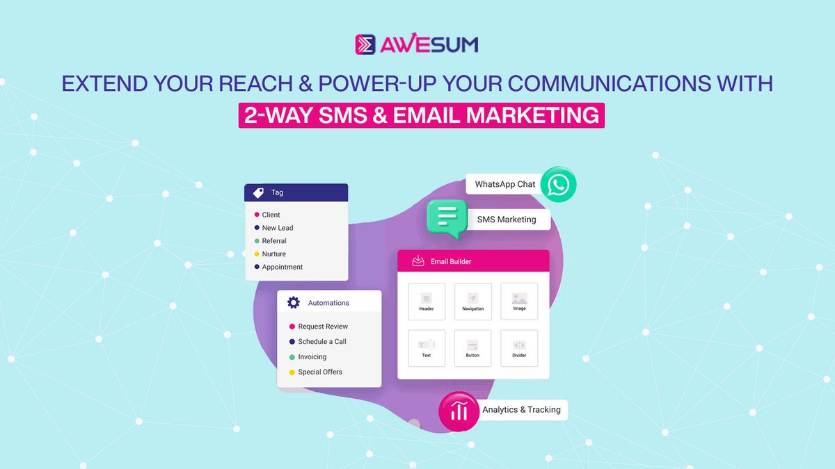 Awesum_CRM's tweet photo. 🌟 Extend your reach with AWESUM™ CRM’s 2-Way SMS &amp; Email Marketing! 🌟

Revolutionize follow-ups, invoicing, and campaigns. Enhance interactions, save time, and cut costs. 📈

1️⃣ Follow-up messages
2️⃣ Efficient invoicing
3️⃣ Multi-channel campaigns

BOOK A DEMO! 💼🌐 #CRM #AI https://t.co/nj13fCHL6H