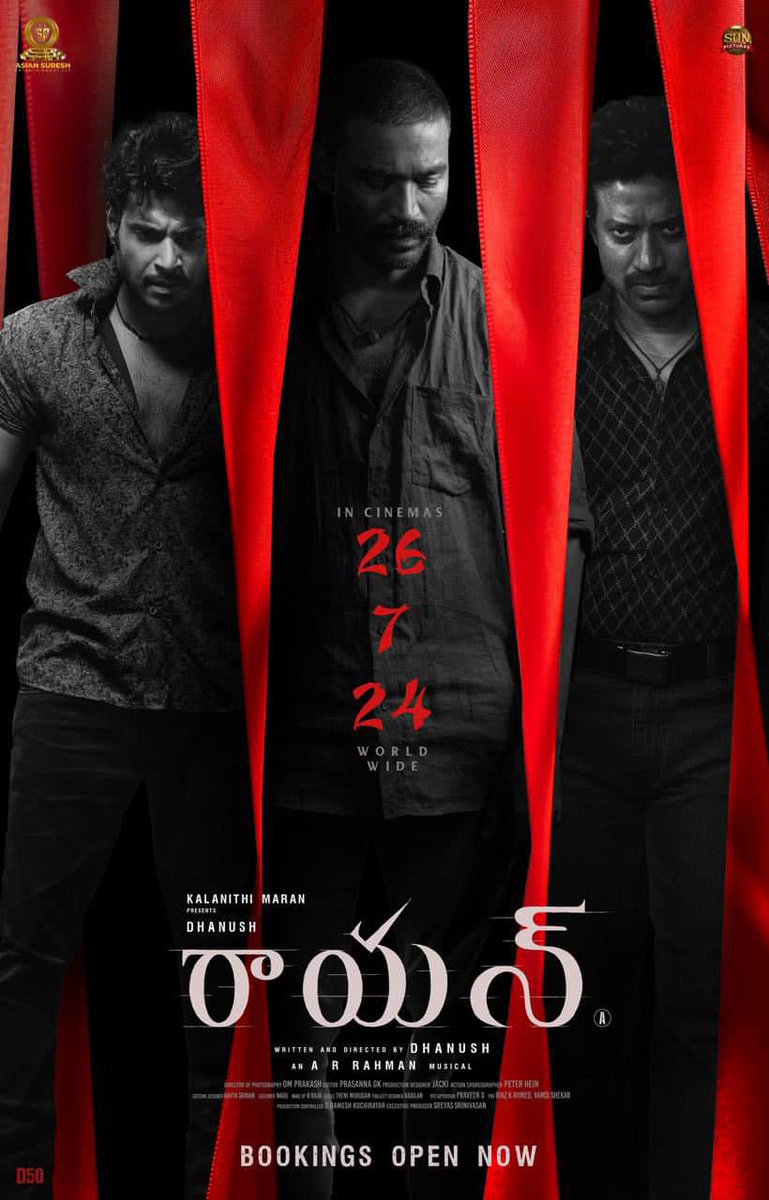 sribalajivideos's tweet photo. #Raayan in cinemas from July 26 💥🔥
#Dhanush #ARRahman #SJSuryah #Selvaraghavan #KalidasJayaram #SundeepKishan #PrakashRaj #DusharaVijayan #AparnaBalamurali #VaruSarathkumar #SriBalajiVideo https://t.co/t5NUhFRGdU