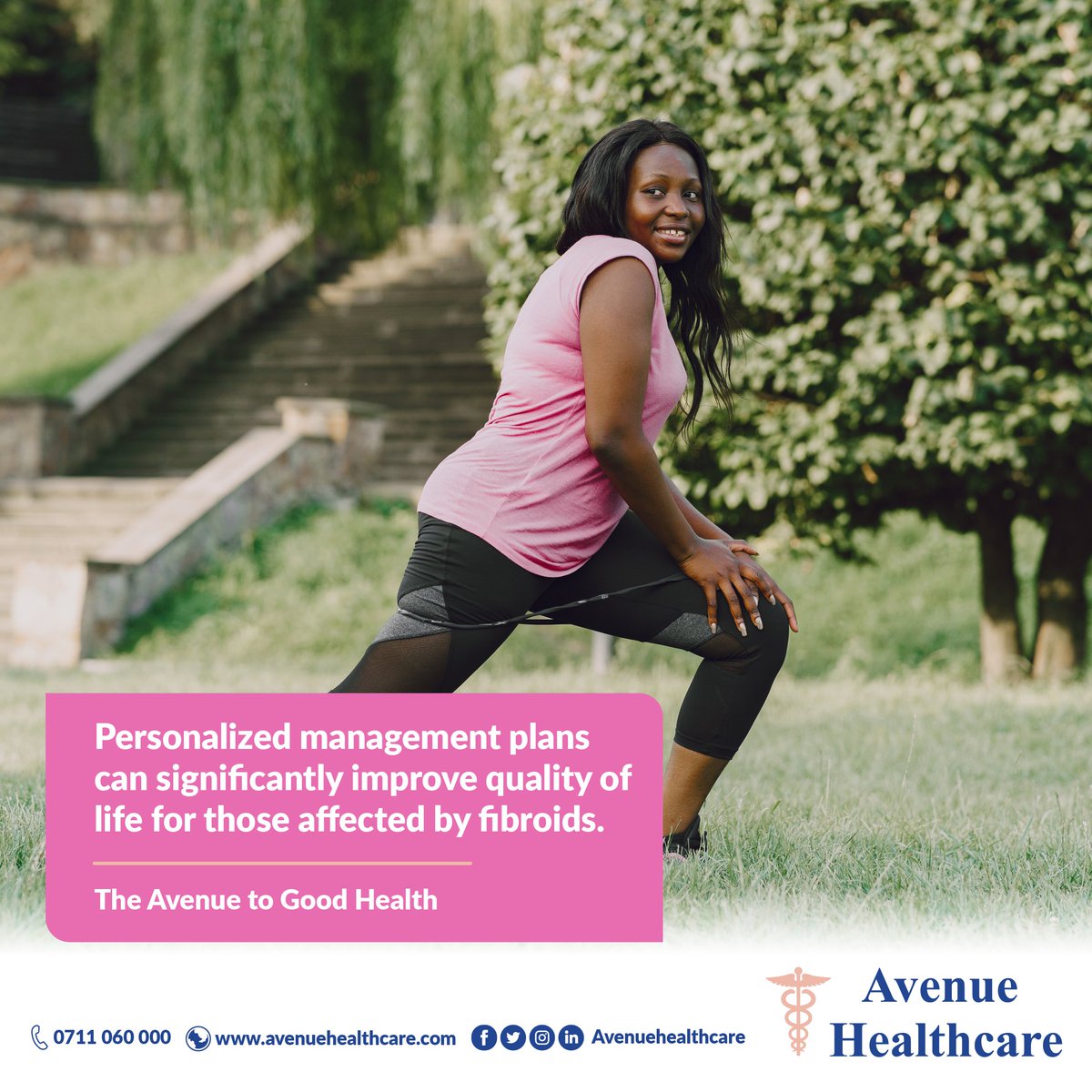 AvenueHospital's tweet photo. Managing fibroids effectively involves a healthy diet, regular exercise, and appropriate medical treatments. At Avenue Healthcare, we offer personalized management plans tailored to your needs. 

#TheAvenueToGoodHealth
#FibroidsAwarenessMonth https://t.co/rI6jaYcfrS
