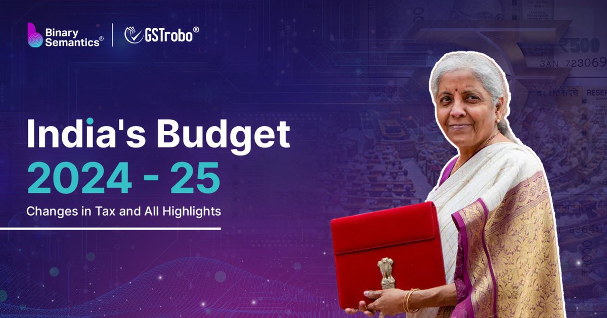 GSTrobo's tweet photo. The Budget 2024 is here and we have all the highlights of major proposals by the government.

Read more - https://t.co/tTYD84EI6f

#UnionBudget #Budget2024 #UnionBudget2024 #TaxChanges https://t.co/MtTi4pJ9FO