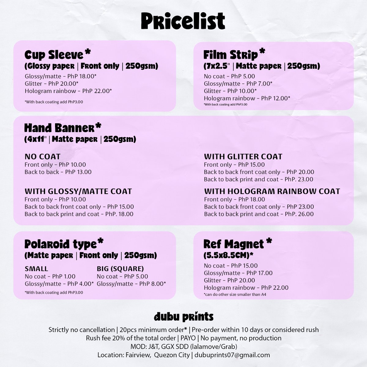 dubuprints07's tweet photo. Pricelist 

#DubuPrintsPricelist https://t.co/TT4tYP9GrE