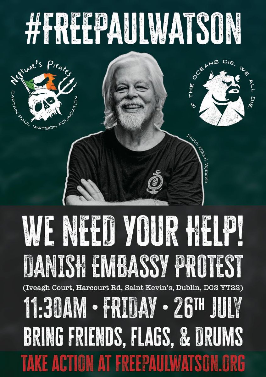 joanburgess1's tweet photo. Join us ! Tell a https://t.co/gcOyDr1Zi6 on all SM. This man has spent his life trying to save the oceans &amp; our planet. Japan wants him locked up so they can continue to butcher whales for human consumption. He has been arrested in Greenland #freepaulwatson ⁦@dkinireland⁩ https://t.co/coC6mygcci