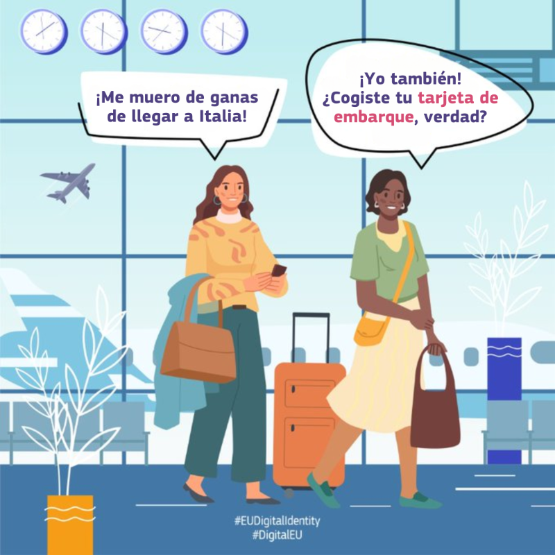 ComisionEuropea's tweet photo. ✈️¿De viaje por Europa?
🪪🇪🇺 Con la cartera de identidad digital de la UE , todos tus documentos personales estarán seguros y en la palma de tu mano: carnet de conducir, DNI, tarjetas de embarque...
Toda la información sobre los futuros usos de la cartera↓
#EUDigitalIdentity
