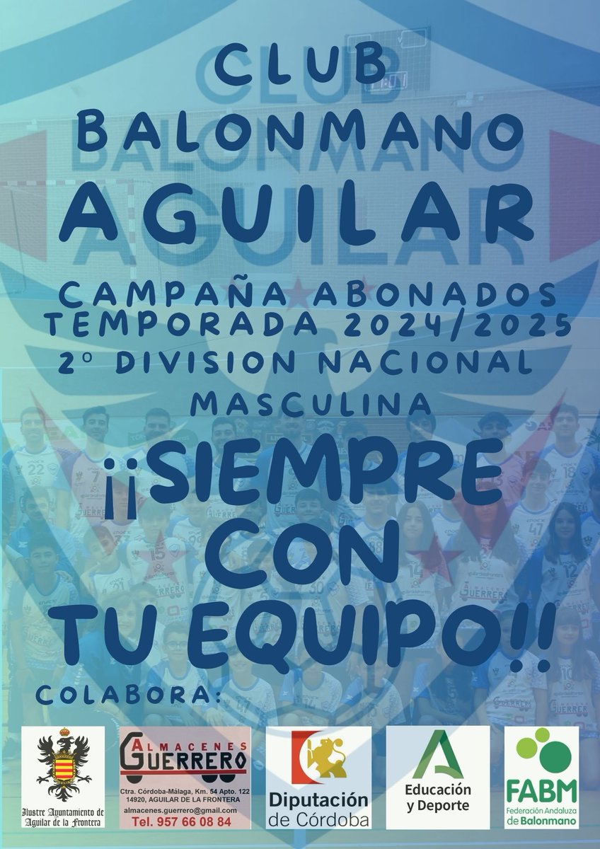 Ya puedes adquirir tu abono para la proxima temporada, este año nuestro eslogan es SIEMPRE CON TU EQUIPO. Por solo 15,00 euros lo puedes tener, solicitalo a nuestros directivos. Muchas gracias por vuestra colaboración