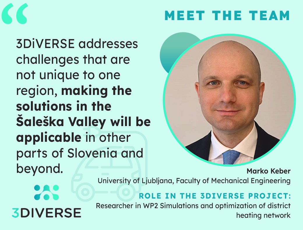🌟Introducing #3DiVERSE Team 🌟
Meet Marko Keber from UL, Faculty of Mechanical Engineering. He believes the main challenge in transforming the Šaleška Valley is coordinating technical and societal solutions for sustainable energy with minimal environmental and social impact. 🌱