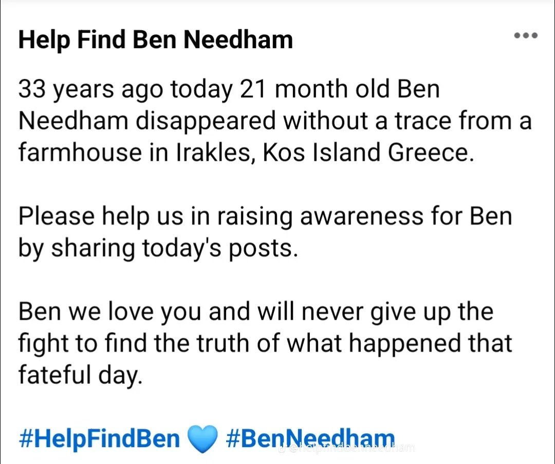 FindBenNeedham's tweet image. 33 years. #HelpFindBen @findbengreek
