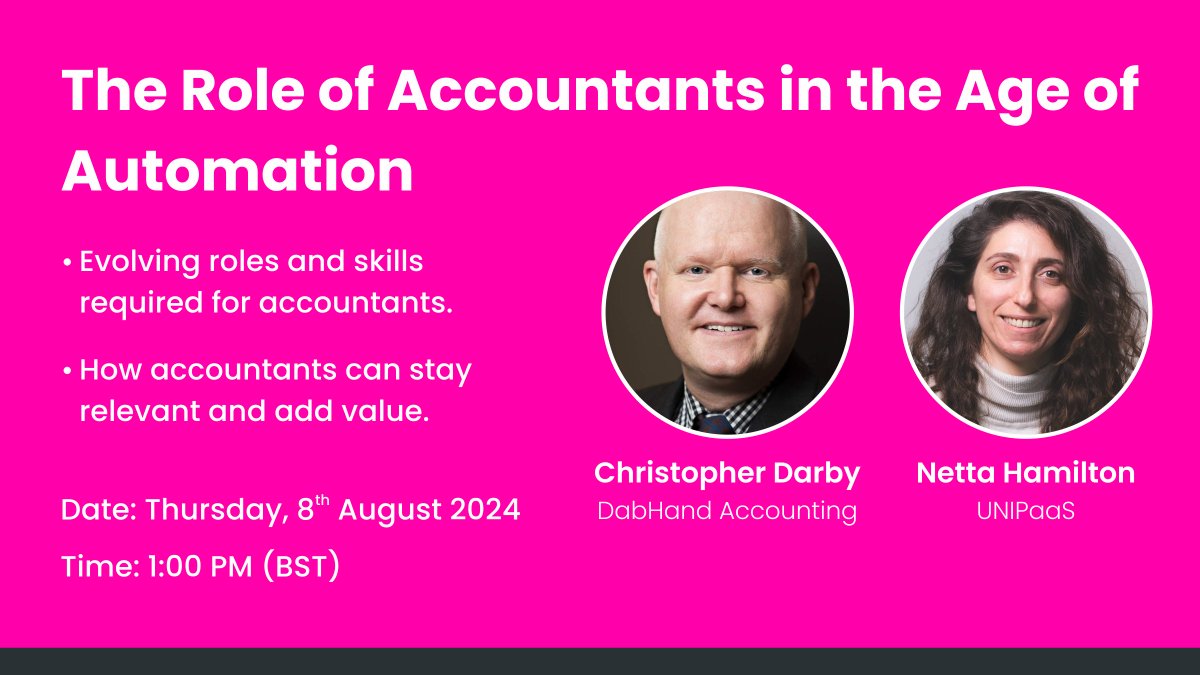 NomiSuite's tweet photo. Register today for our upcoming webinar. 

Chris and Netta are going to delve into the evolving roles and essential skills accountants need to remain relevant and add value in a rapidly changing industry.
#webinar #ai #Automation 

https://t.co/YKFlXbcZOi https://t.co/zBSXjIDfGe