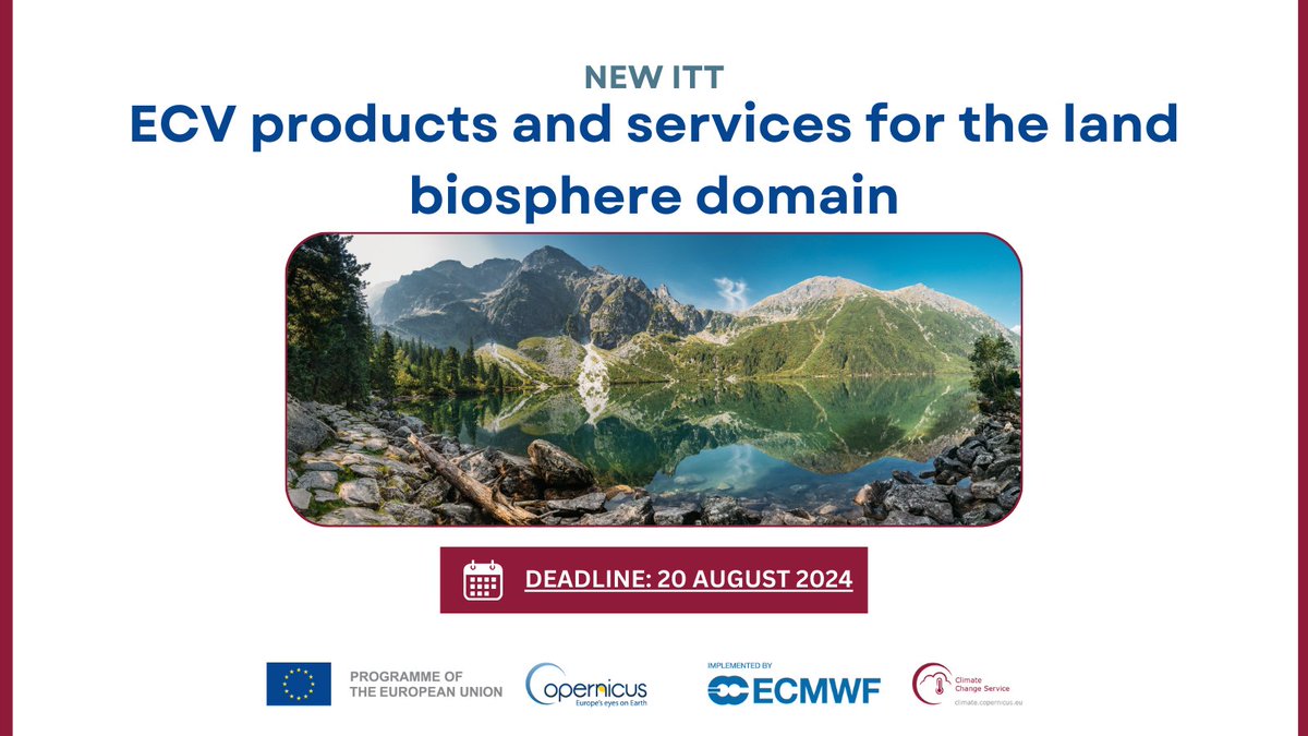 📣Deadline extended: 20 August

🌍<a href="/ECMWF/">ECMWF</a> invites tenders for the provision of Essential Climate Variable (ECV) products and services in the domain of land biosphere, specifically for Fire, Land Cover, and Land Surface Temperature.

Find out more here 👉
climate.copernicus.eu/c3s2313e-ecv-p…