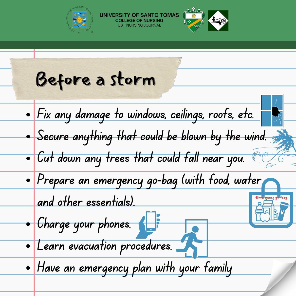 UST_NJ's tweet photo. Stay safe, everyone!

Here are some reminders on what to do during a typhoon. Attached are also some agencies that you may contact during emergencies.

#CarinaPH https://t.co/2IGmQz9m46