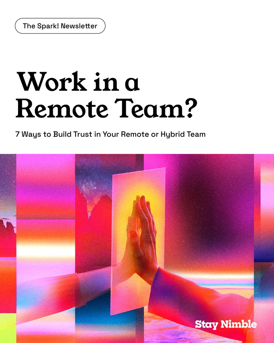StayNimble's tweet image. Trust within teams doesn’t require physical presence.

Read our 7 Ways to Build Trust in Hybrid Teams, delivered by experts to your inbox tomorrow morning.

🔗 Link to subscribe in bio.

#careernewsletter #remoteteams