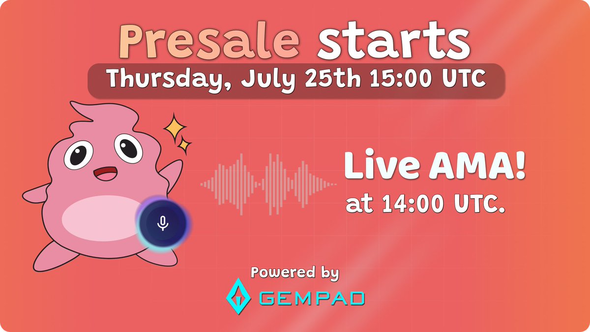 #CC8 Presale is here

🗓2024-07-25 ⏰15:00 UTC

Join our live A.M.A. in our telegram at 14:00 UTC for any questions you may have! @ t.me/CottonCandyUni…

Presale Link: gempad.app/presale/0x1dFc…

📢 Watch out for SCAMMERS, we will not PM you to send us anything.