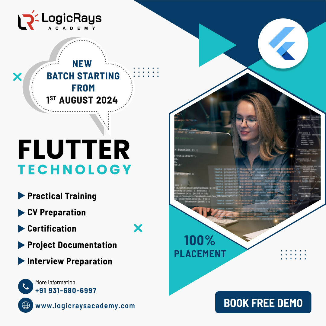 Logicraysacad's tweet image. 🚀 New Flutter Technology batch starting on 1st August 2024 at LogicRays Academy!
📍 100% Placement Guarantee!
Book your free demo now: logicraysacademy.com
📞 +91 93168 06997
#Flutter #TechTraining #CareerBoost #LogicRaysAcademy