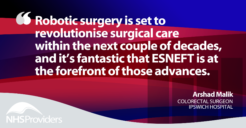 NHSProviders's tweet photo. โIt's great that @ESNEFT has focussed on innovation for the future, particularly with regard to surgical robotics."
Read our latest #NHSActivityTracker case study from @ESNEFT on robotic surgery, an example of trust innovation and the use of AI to improve patient outcomes๐