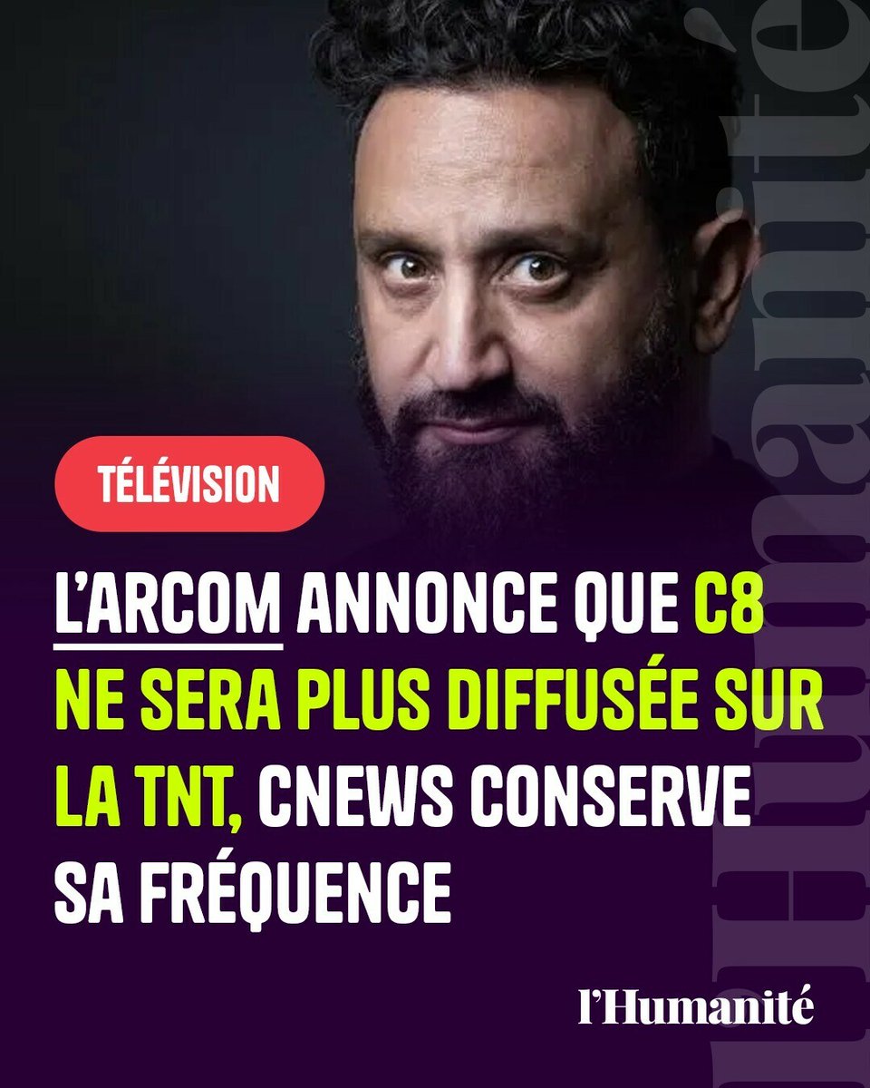 L'Arcom a annoncé sa présélection pour l’attribution des canaux de la TNT. La chaîne C8, où sont diffusées les émissions d'Hanouna, n’y figure pas. NRJ12 est également écartée tandis que Ouest-France TV et Réels TV comptent parmi les nouveaux entrants.

➡️ l.humanite.fr/UI3
