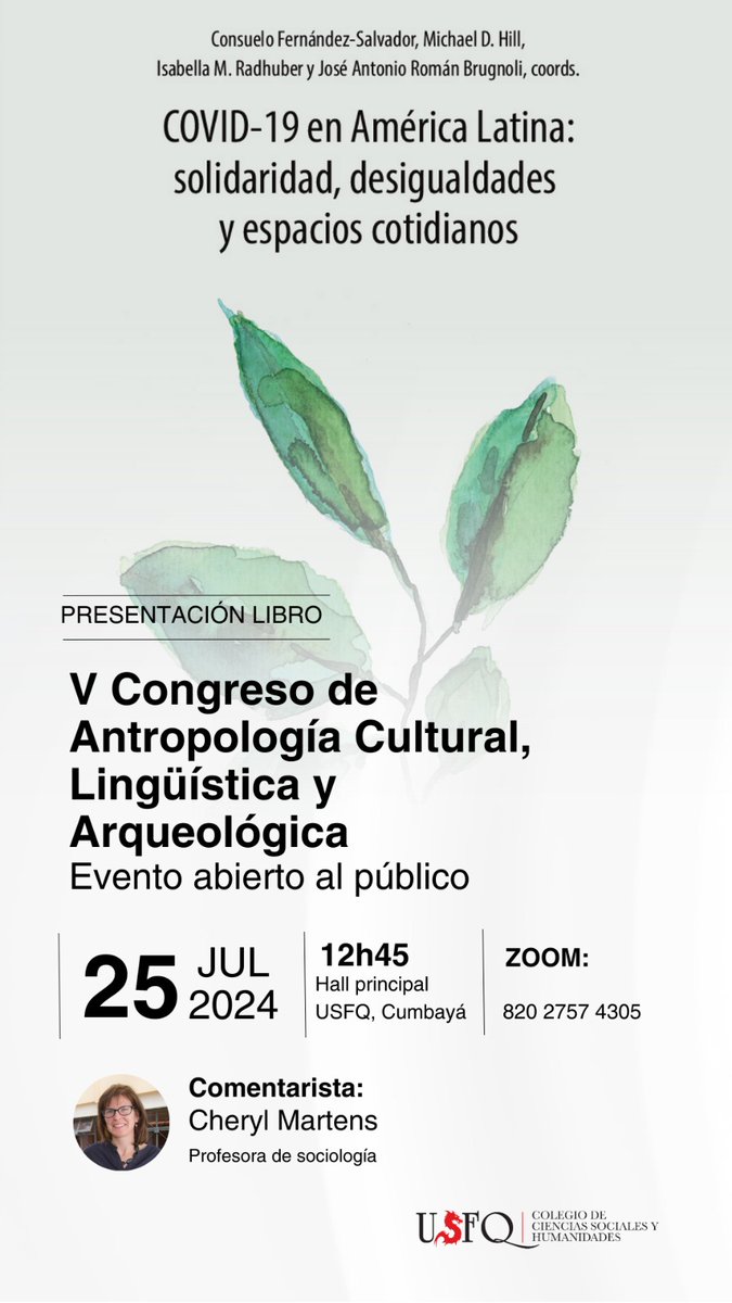 Join us for the presentation of🍃Covid-19 in Latin America: solidarity, inequalities and everyday spaces🍃tomorrow in Quito and online (20:45 CEST)!
usfq.zoom.us/j/82027574305