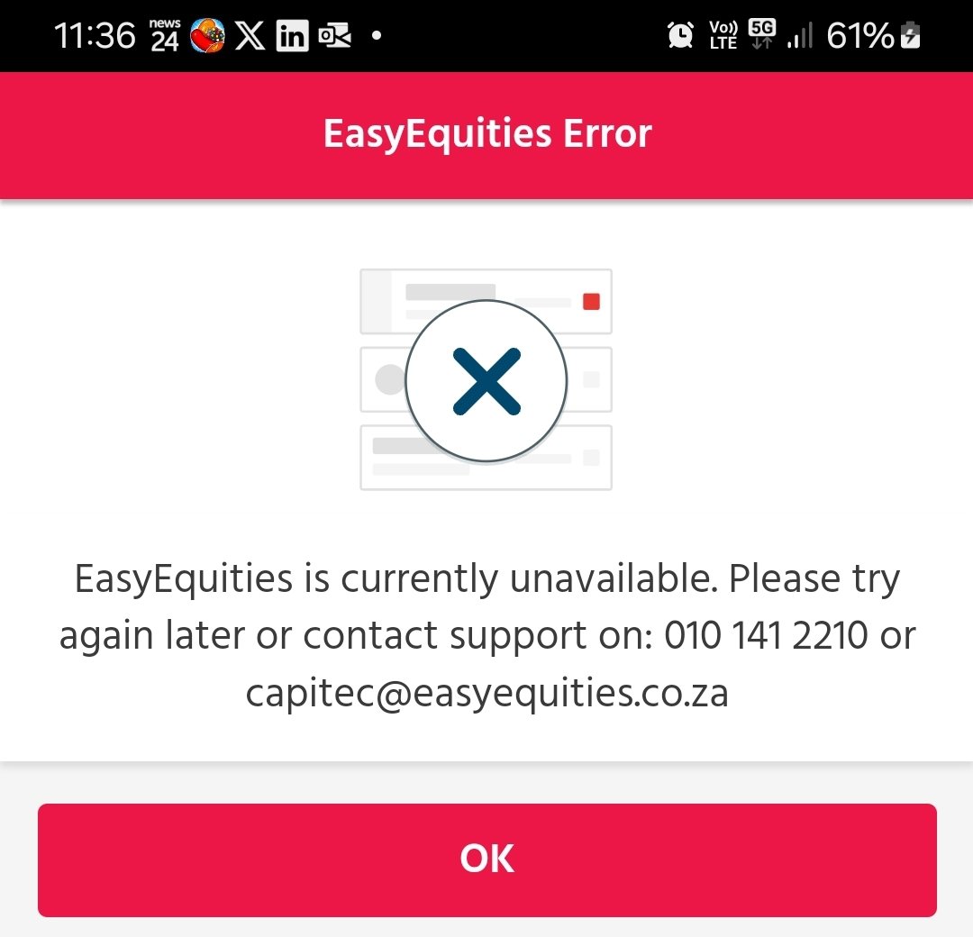 TheChosenOne_GL's tweet photo. @EasyEquities I'm trying to sell, but I've been getting this error. I tried the website as well. https://t.co/YVqpqHGcmn