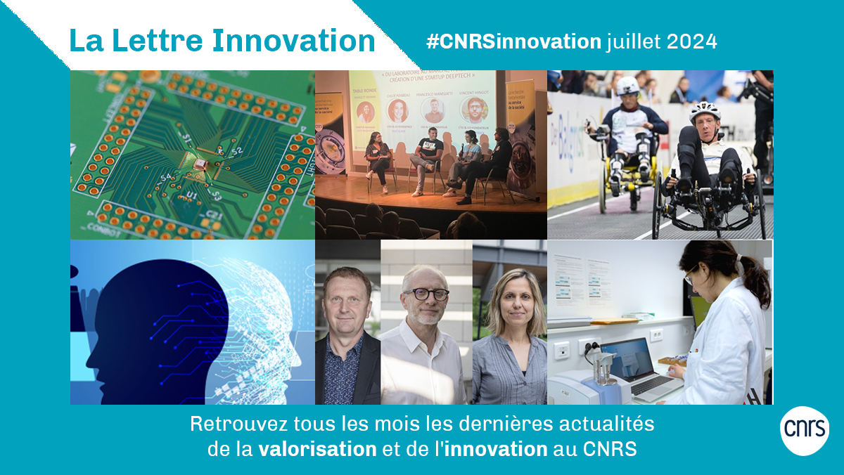CNRS's tweet photo. #CNRSinnovation 💡 La nouvelle lettre innovation du CNRS est sortie ! Recherche avec les entreprises, levées de fonds, start-up... Retrouvez tous les mois les dernières actualités de la #valorisation et de l'#innovation au @CNRS.

➡️ https://t.co/t2EU2vurc6 https://t.co/s81M19jEeT