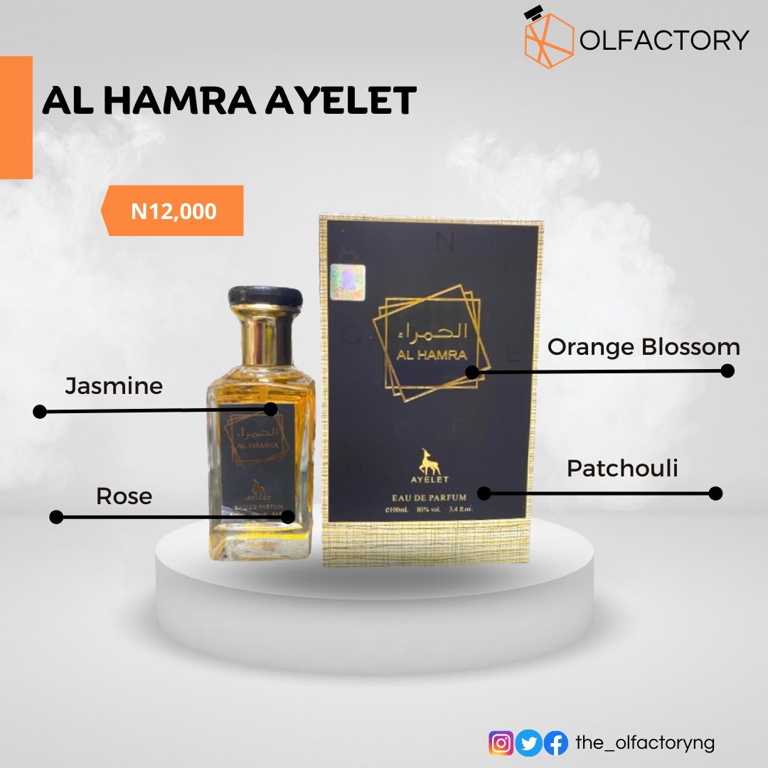 the_olfactoryng's tweet photo. Indulge in the enchanting elegance of Alhamra Ayelet: a fragrance that opens with the luminous notes of jasmine and orange blossom, unfolding into a heart of romantic rose and rich patchouli https://t.co/i5FCvNNeGv