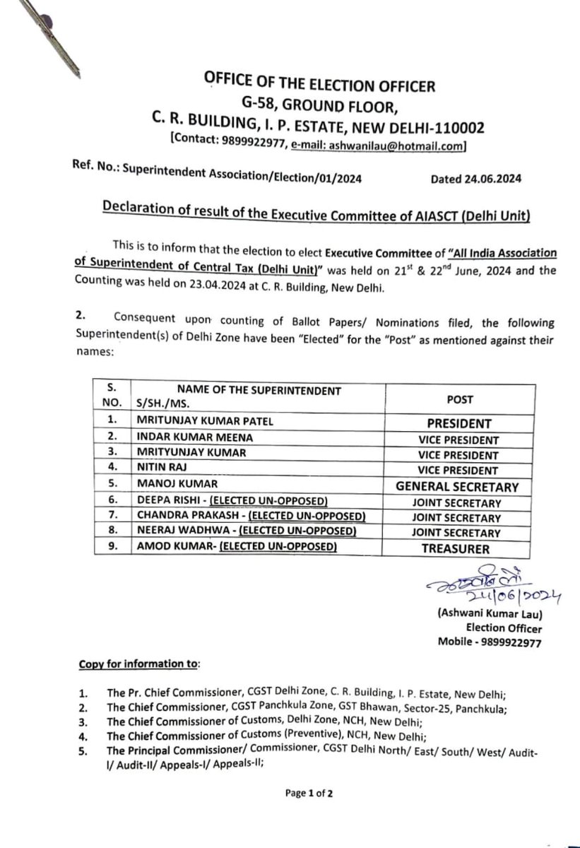 Customs & CGST Superintendent Association Delhi tweet media