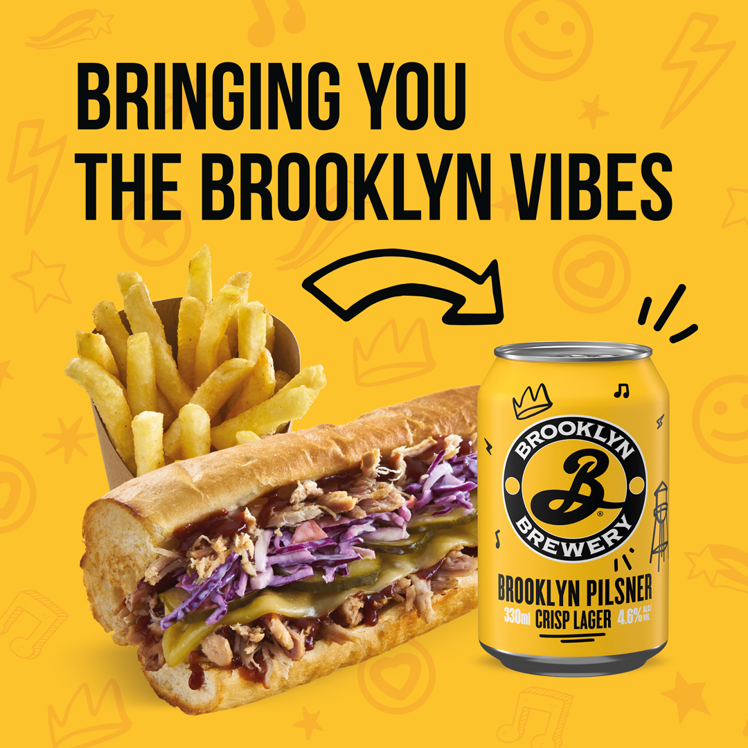 Brooklyn vibes have arrived! 🤙🏼

Pair our mouth-watering WICHes and fries with a can of Brooklyn Pilsner and taste the magic 🍺🥖🍟 

Ready to sip and savour? 😋

#whichwichuk #GetYourWichOn #DrinkResponsibly #BrooklynVibes #TasteTheMagic #NewOnTap #Cheers #Beer #London