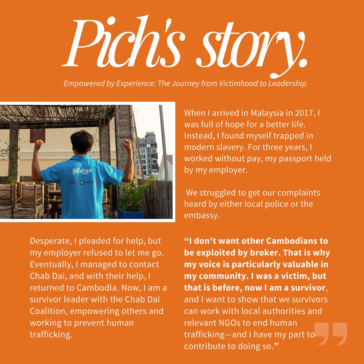 CTIPCambodia's tweet photo. This week, we are sharing the powerful stories of three survivors of human trafficking. Through their courage and resilience, they have overcome unimaginable challenges and are now advocates for change.
🗓️ Stay tuned for more stories on our page!
#SurvivorStories https://t.co/gYglvyerO6