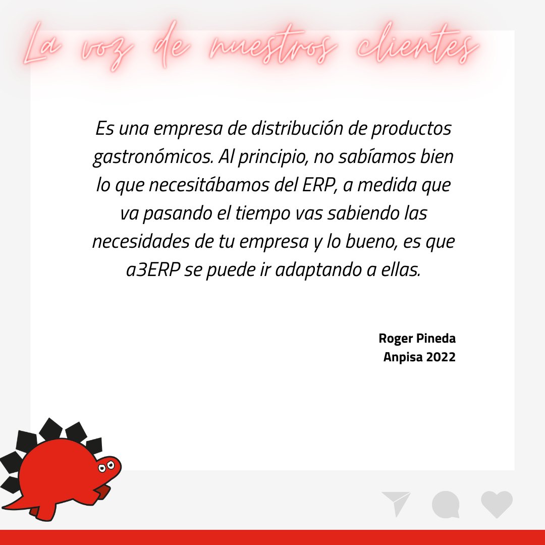 esofitec's tweet image. &quot;Al principio, no sabíamos bien lo que necesitábamos del ERP, a medida que va pasando el tiempo vas sabiendo las necesidades de tu empresa y lo bueno, es que #a3ERP se puede ir adaptando a ellas.&quot; Roger Pineda, propietario empresa distribución gastronómica