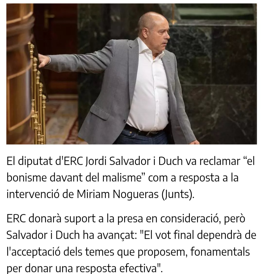 MaTeresaNaves's tweet photo. @jsalvadorduch 🫂 @Esquerra_ERC respon a Junts
@jsalvadorduch:
🗣️ “Volem #acollir, però volem fer-ho bé. Per això necessitem #recursos i eines, és una qüestió d'#humanitat”
🗣️ “Millor ésser acusat de #bonisme que de malisme, perquè el #malisme abunda”.
📰 @diarioes https://t.co/NskVL0XzeI https://t.co/Pu8CfFaOWy
