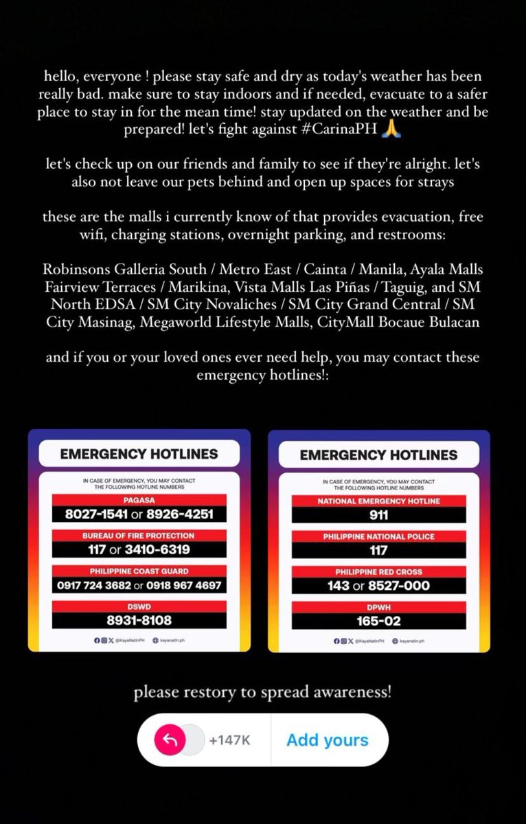 Hindi na masyado umuulan samin but please keep safe and always bring your umbrella, filo moots ! stay inside po muna kau as much as possible, I've seen the news and bahang baha due to #CarinaPH. Spreading awareness as well if there is any need of evacuation for y'all ☔️