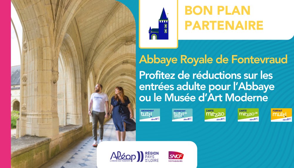 TERPays2LaLoire's tweet photo. [#BonsPlansTER]  🎫Profitez d'une offre sur les entrées pour visiter l'Abbaye de @fontevraud, grâce à votre #AbonnementTuttiIllimité, #CarteMezzo ou #ForfaitMulti. Jusqu'à -15% annoncés toute l'année !  

ℹ️ https://t.co/rXCqK88NJ4
📸 © Christophe - Martin - Anjou Tourisme https://t.co/RJ3pJp3NYh