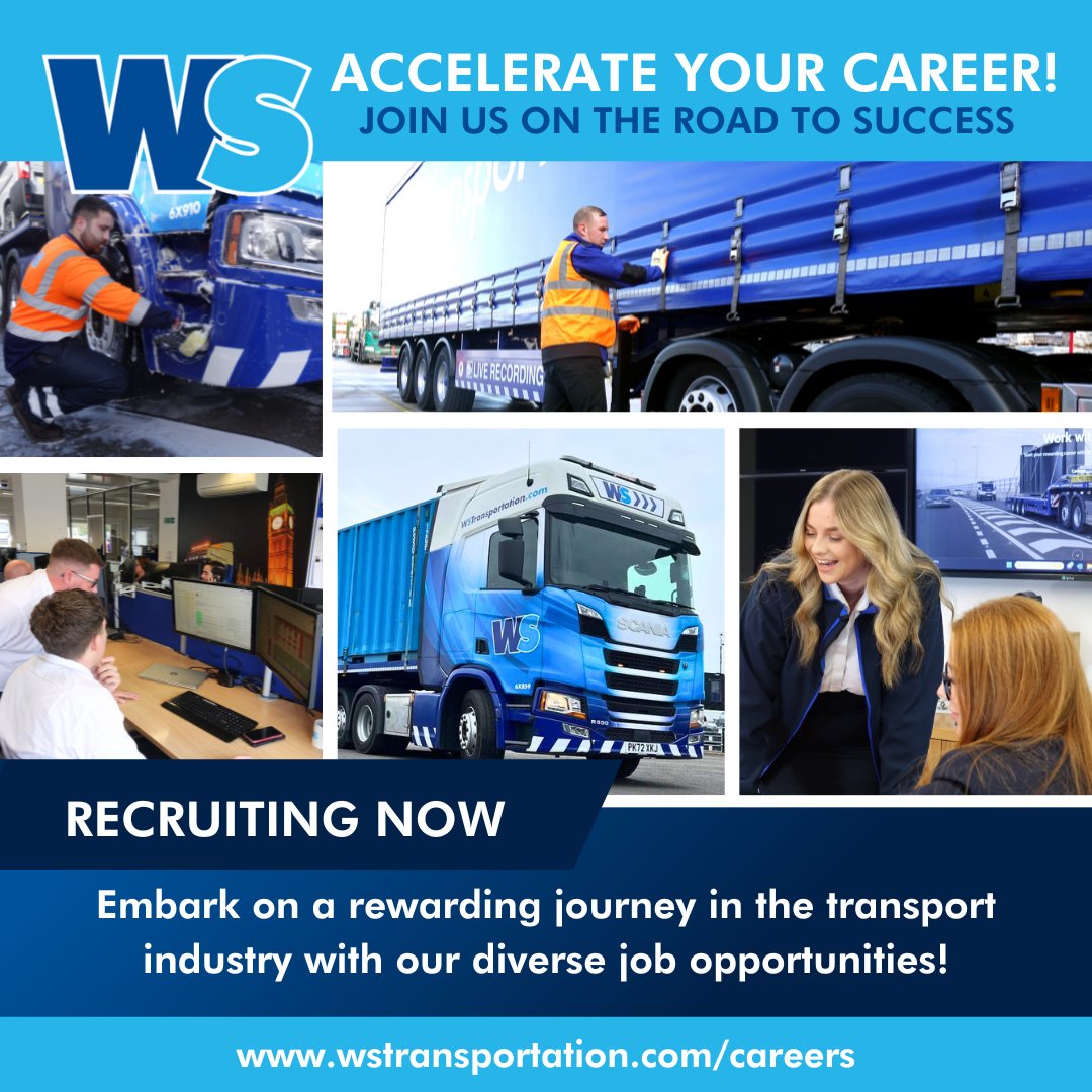 Embark on an exciting career journey and explore the Transport Industry with WS Transportation!

Visit our careers page today and let your journey begin: wstransportation.com/careers

#YourFutureStartsHere #DrivenByPerfection #TransportIndustry #JoinUsNow